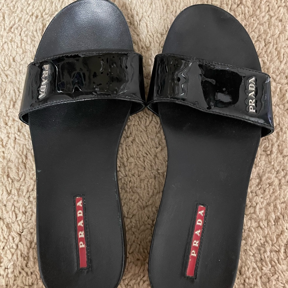 PRADA logo slide sandal - black - 6.5